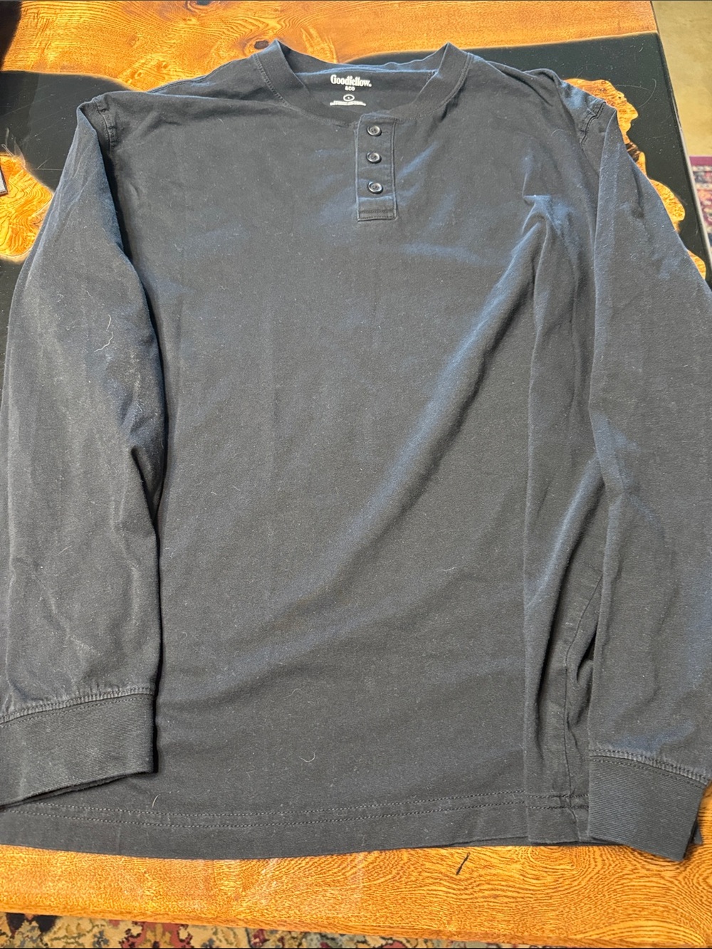 Goodfellow & Co Black Long-Sleeve Henley